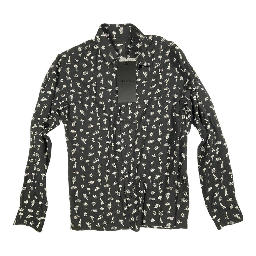 The Kooples Crazy Cartoon Slim Fit Shirt Black Viscose Med NWT - Picture 2 of 9